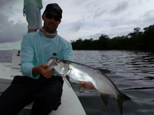 Boone Oughterson With a Flamingo Tarpon